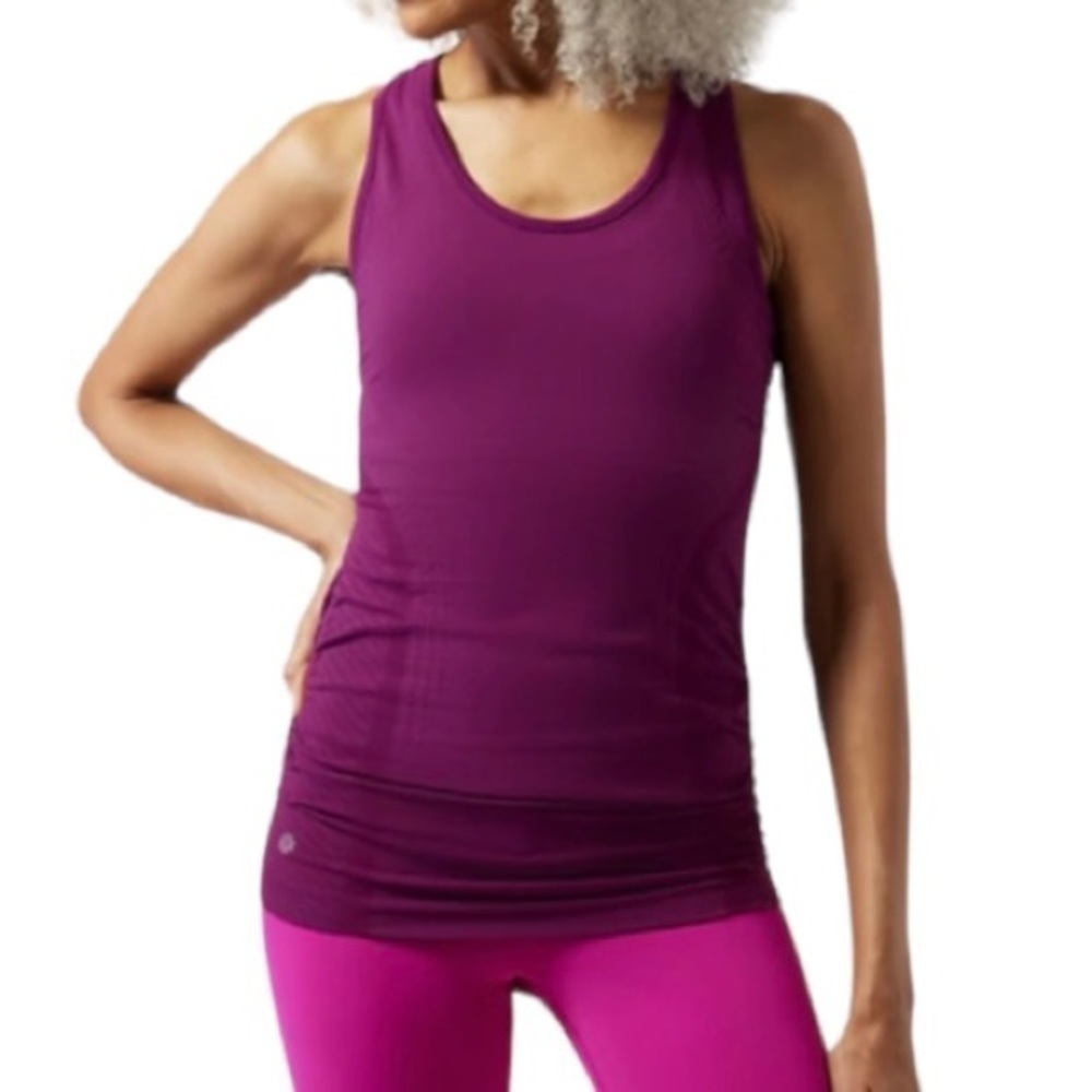 Athleta Speedlight Seamless Tank Top Ruched Sides Shirt Hot Pink Magenta Small